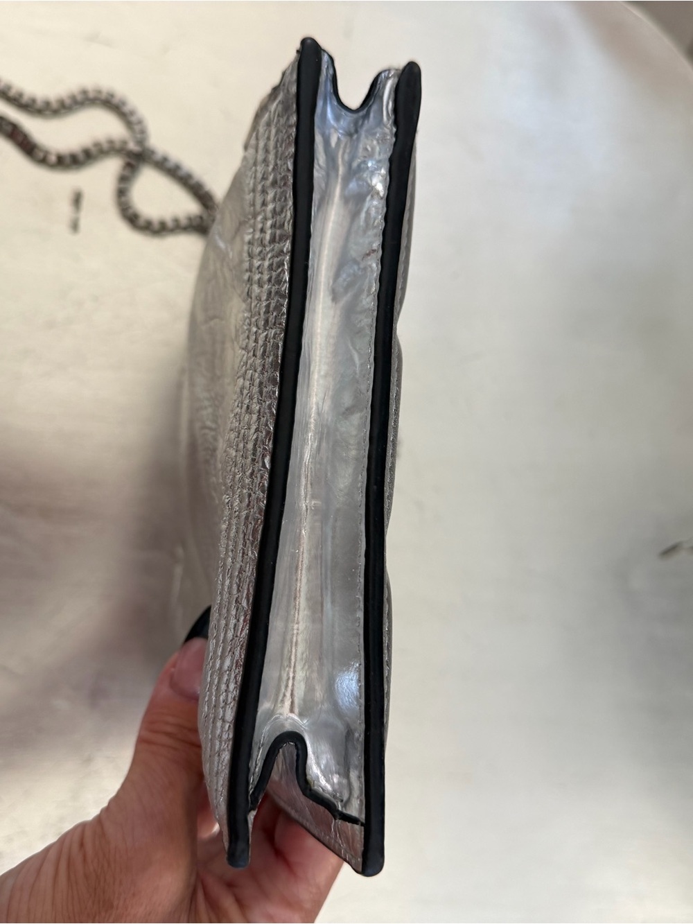 IRO Paris Silver Quilted Leather Chain Crossbody Bag - Picture 8 of 8